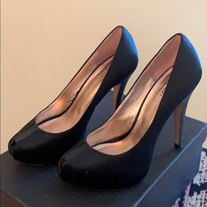 Black open toe heels